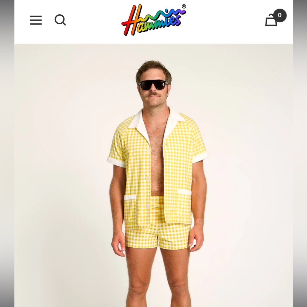 NWT Hammies Men’s Yellow Gingham Button Up Shirt